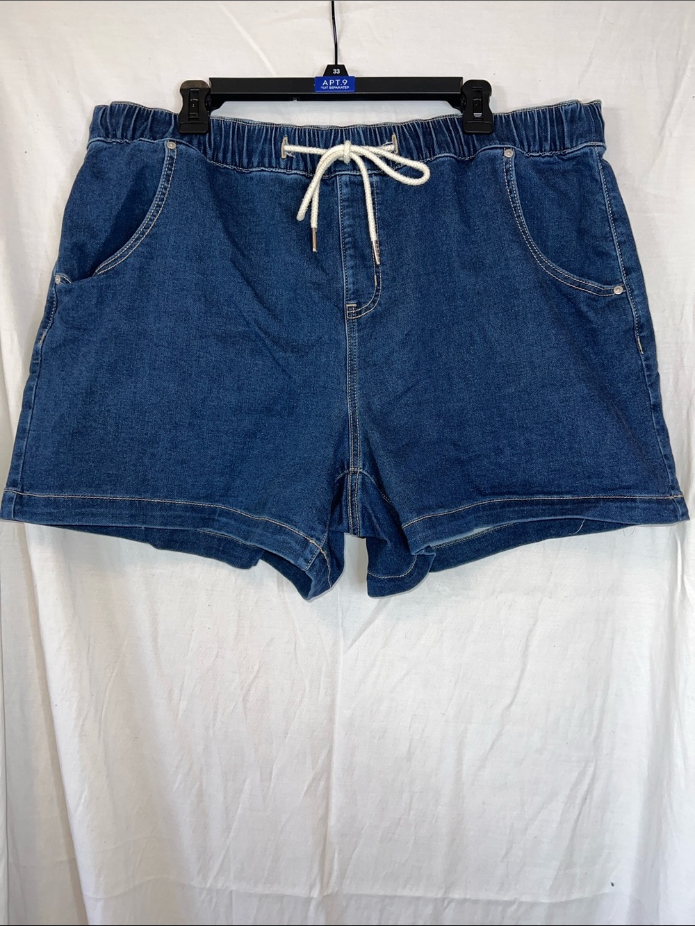 Casual Drawstring Denim Women’s Shorts - Blue